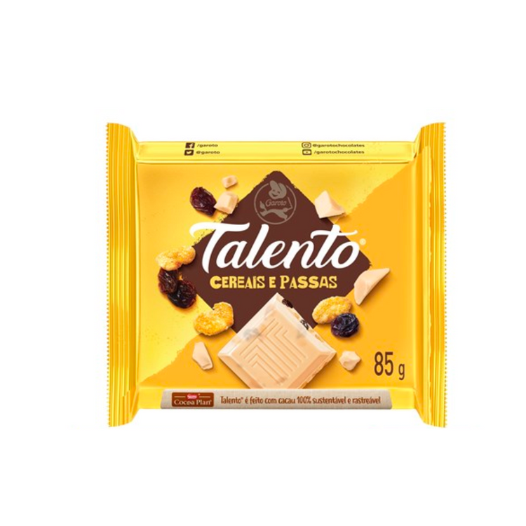Talento Recheado Cereais E Passas 85g